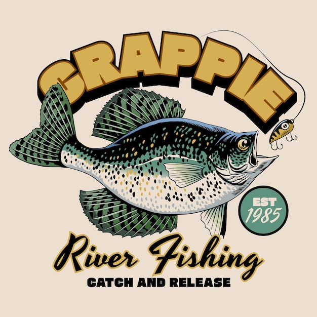 Disegno di camicia vintage di crappie fish