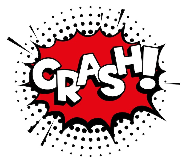 Crash sticker in pop-art stijl Explosie komische vorm