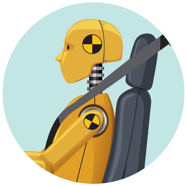 Crash test dummy in a car seat