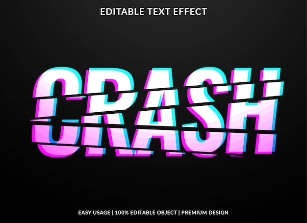 crash text effect template with bold style