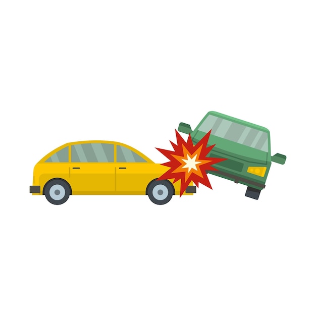 Crashed car icon Flat illustration of crashed car vector icon for web