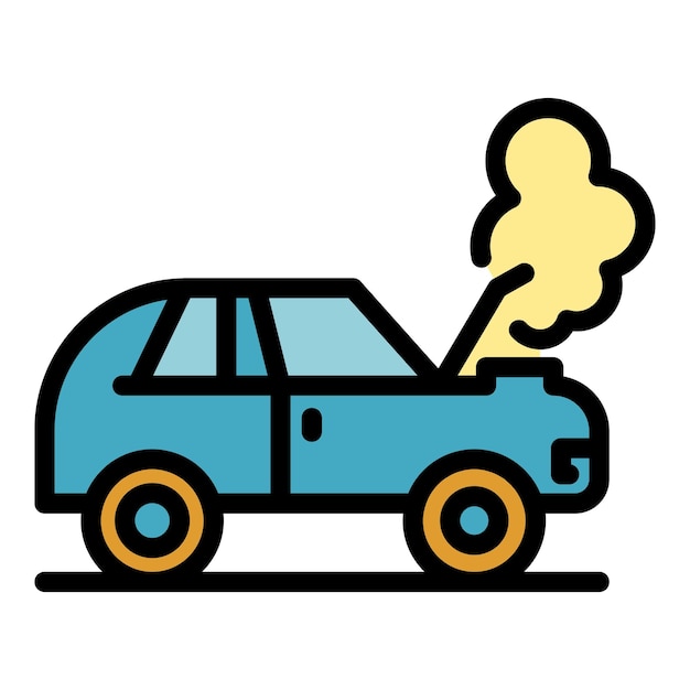 Crashed car icon Outline crashed car vector icon color flat isolated