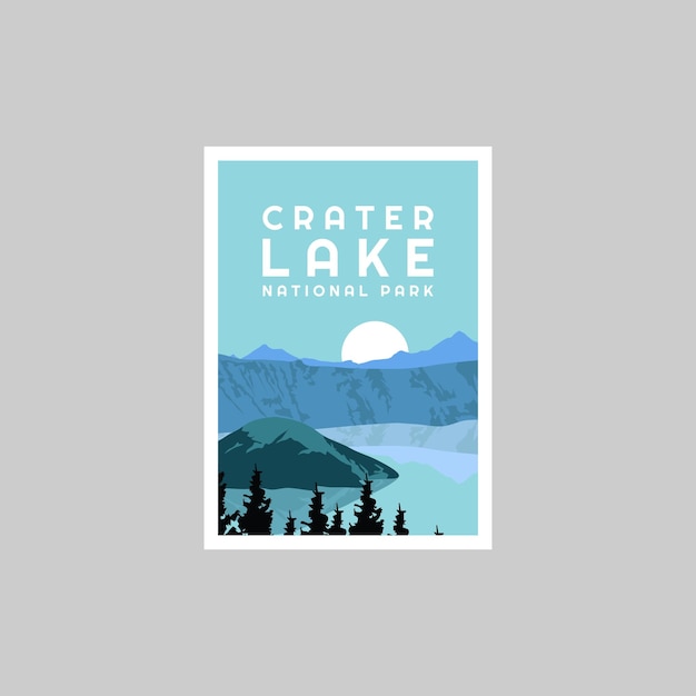 Crater Lake National Park poster vector illustration design