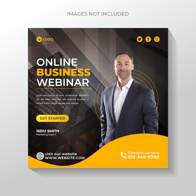 crative business promotion live webinar and corporate marketing social media post template