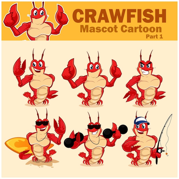 Vector crawfish cartoon