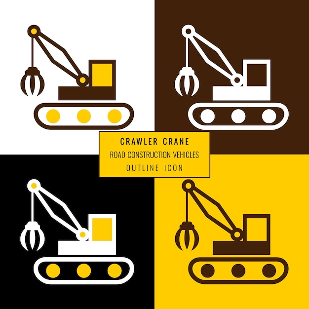 Crawler crane outline icon in four color options