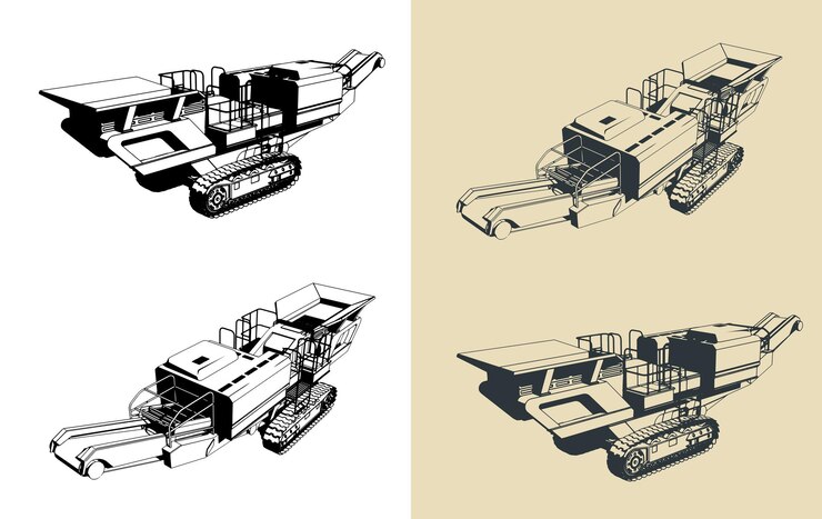 Vector crawler mobile crusher illustrations