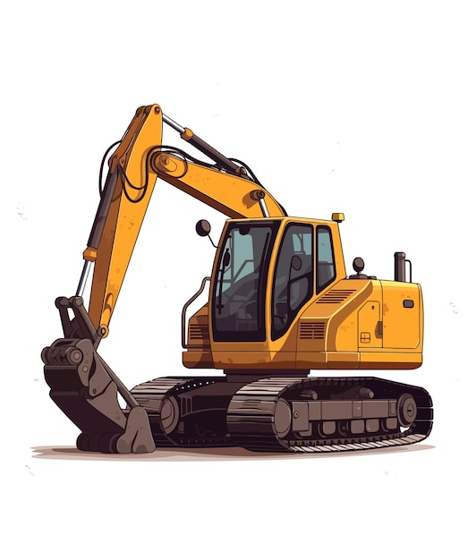 Crawler Wheeled Excavator on white background