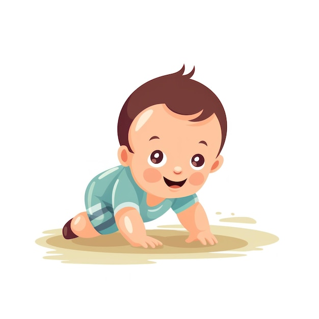 Vector crawling happy baby