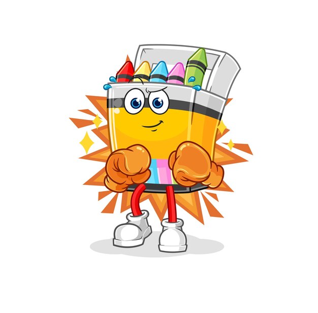 Crayon boxer character cartoon mascot vector