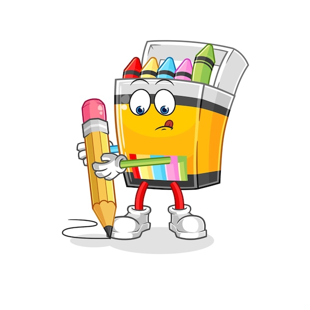 Crayon schrijven met potlood cartoon mascotte vector