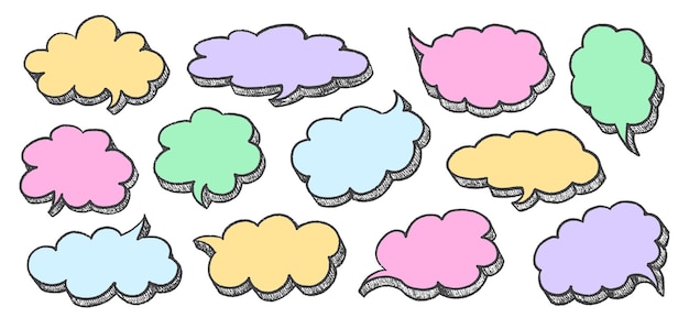 crayon speech bubble frame vector chalk talk balloon colorful dialog chat illustrations