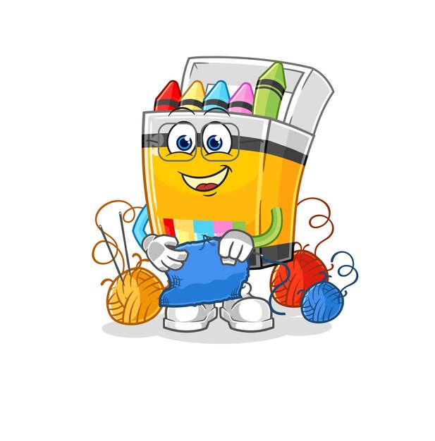 Crayon tailor mascot cartoon vector