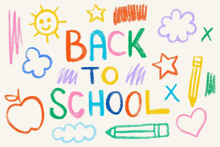 Vector crayon terug naar school compositieontwerp