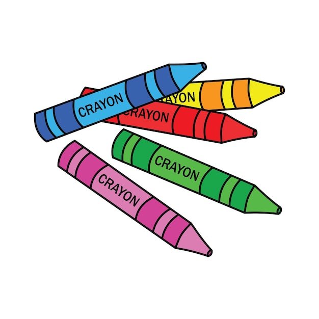 Premium Vector  Crayon vector illustration. cartoon coloring crayons.  crayons hand draw isolated.