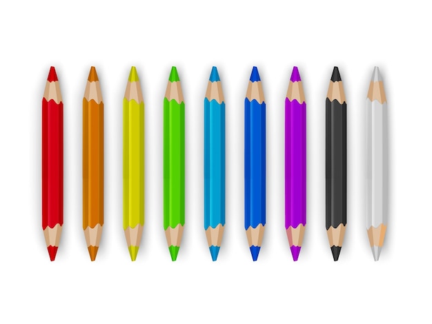 クレヨン色鉛筆は、白い背景の上に緩く配置されたベクトルを設定します