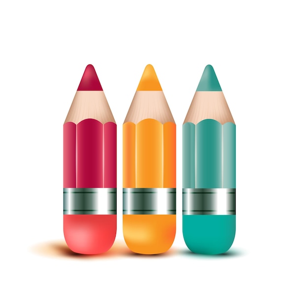 Vector crayons colored pencil set loosely arranged