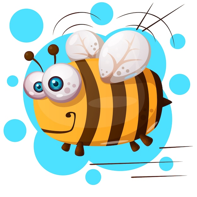 Crazy bee - cartoon illustration character