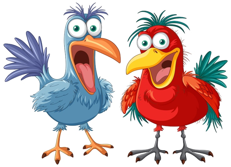 Vector crazy bird cartoon