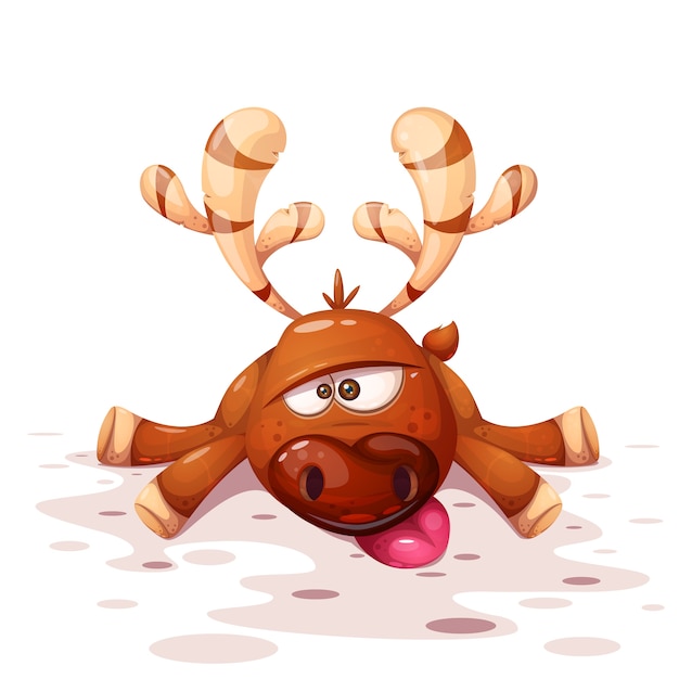 Vector crazy cartoon deer illustration