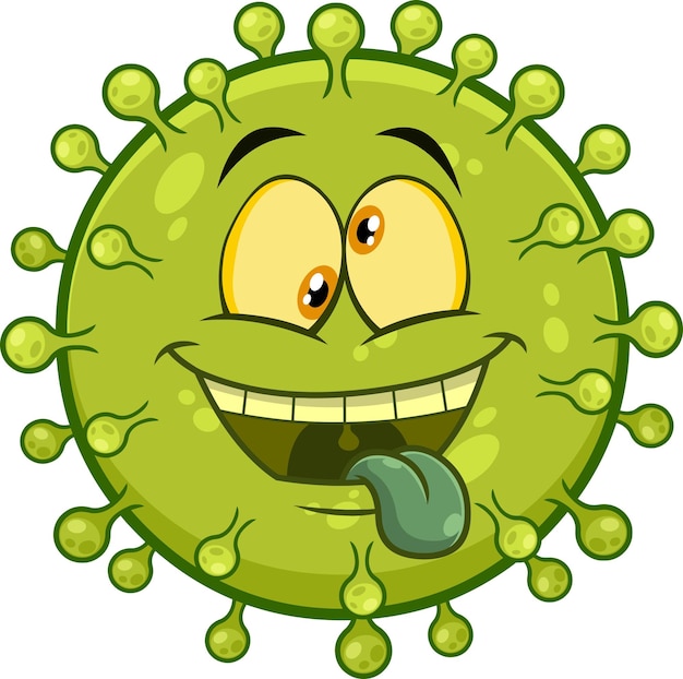 Crazy coronavirus covid19 cartoon emoji character vector illustratie