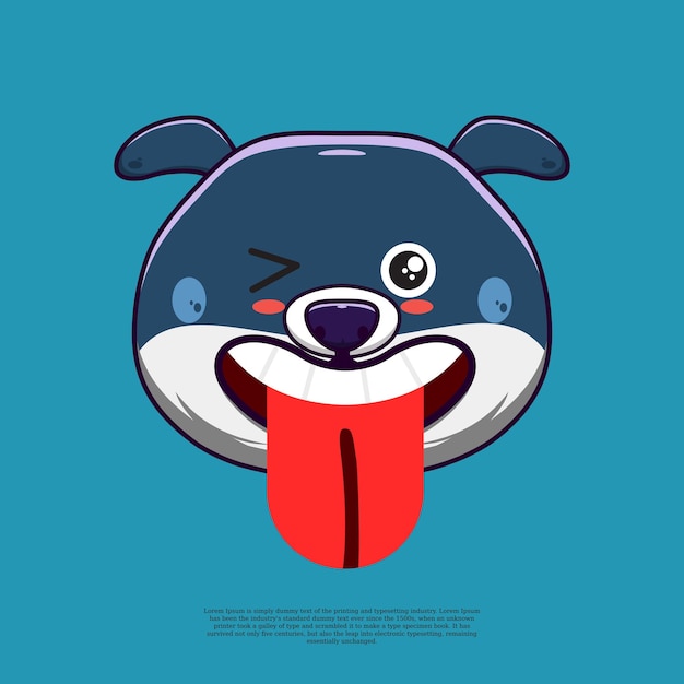 Crazy cute dog emoticon illustration flat design cartoon