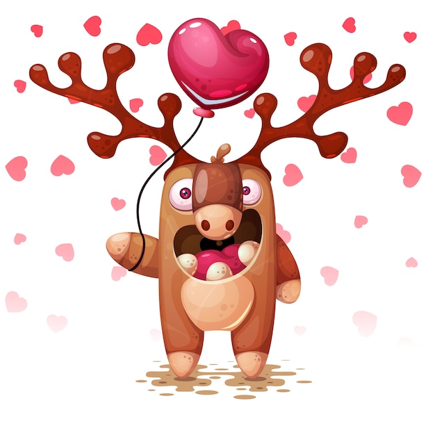 Crazy deer with balloon