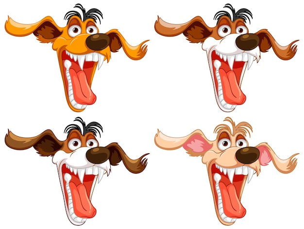 Vector crazy dog heads