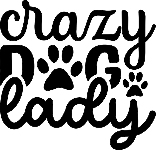 Vector crazy dog lady