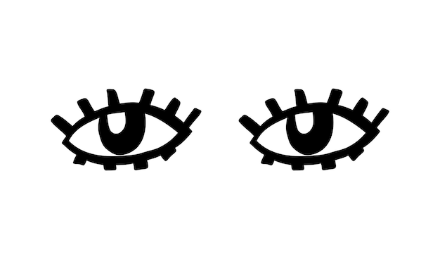 Crazy eyes doodle open eye abstract hand drawn fun geometric collection vector black elements