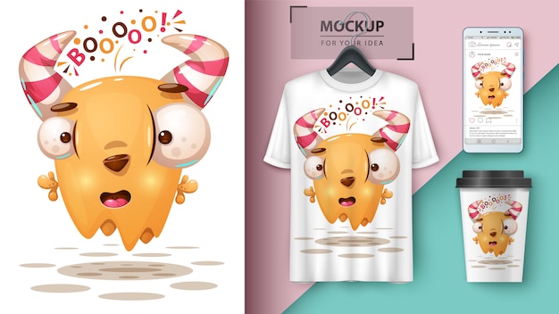 Vettore illustrazione di mostro pazzo per carta da parati tazza, t-shirt e smartphone