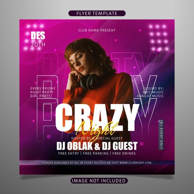 Crazy night party flyer template