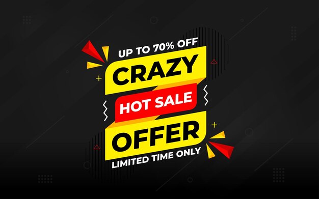 Crazy Offer Sale Background Sale banner design template Vector illustration Market promotion banner
