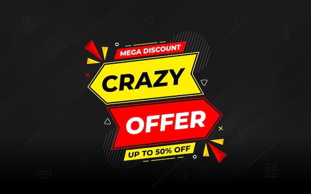 Crazy Offer Sale Background Sale banner design template Vector illustration Market promotion banner