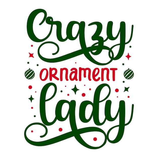 Crazy ornament lady Uniek typografie-element Premium Vector Design