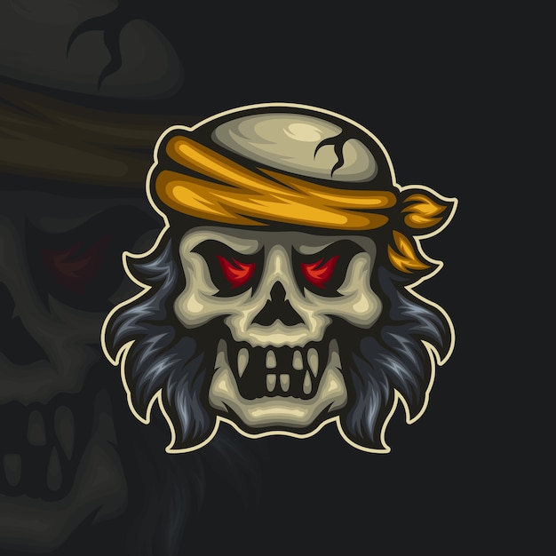 Vector crazy pirate skull esport mascot illustration