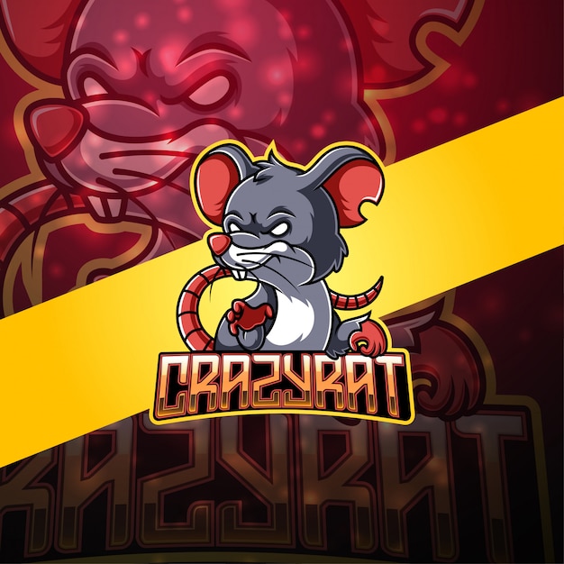 Logo mascotte pazzo ratto esport