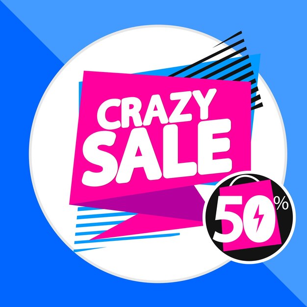 Crazy Sale 50 off poster design template