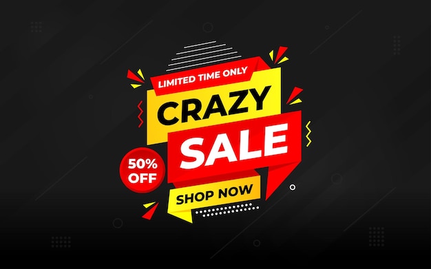 Crazy Sale offer Background Sale banner design template Vector illustration Market promotion banner