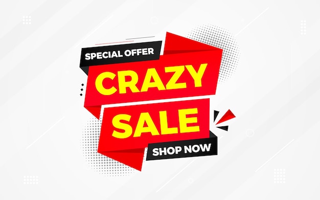 Crazy Sale offers Background Sale banner design template Vector Market promotion banner