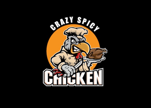 Crazy spicy chicken mascot logo