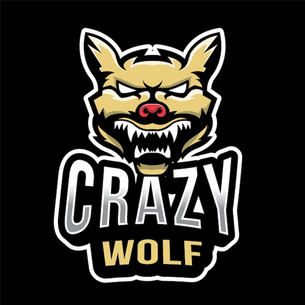 Crazy Wolf Esport Logo sjabloon