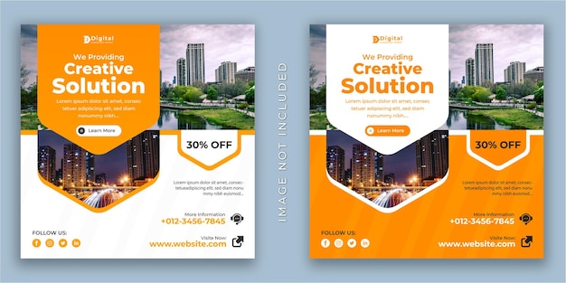 Vector creaive solution agency and corporate business flyer square instagram social media post banner