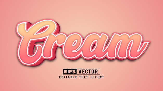 Cream 3d editable text effect vector file with cute background