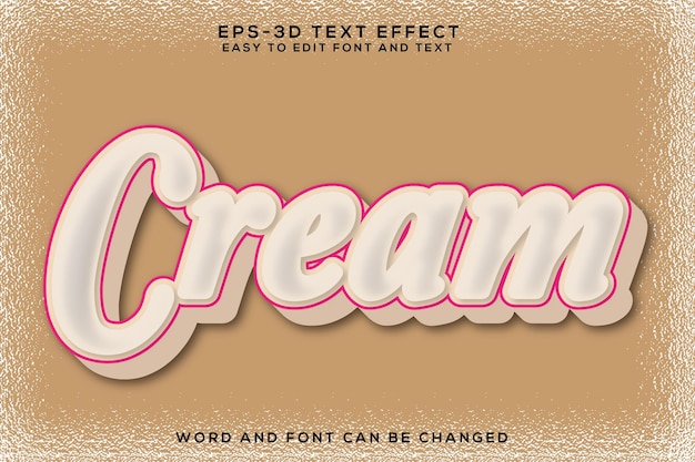 Vector cream 3d text effect