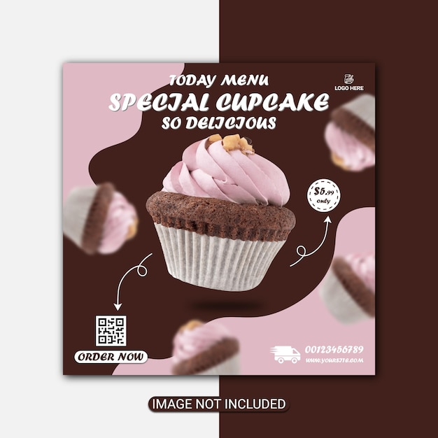 Cream cake template and magazine ad design premium vector