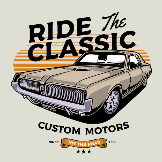 Cream classic car illustration