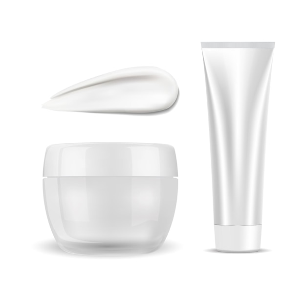 Vettore crema cosmetica in un contenitore bianco vettore isolato jar mockup