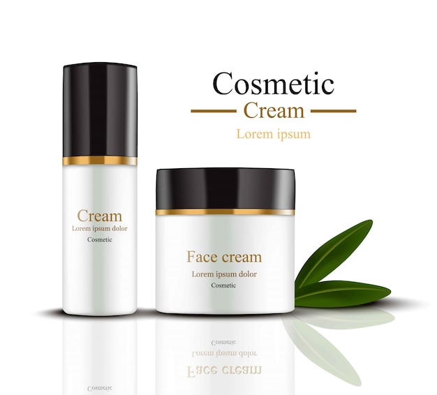 Cream Cosmetics набор коллекции реалистичный макет. Гидратирующий крем с логотипами