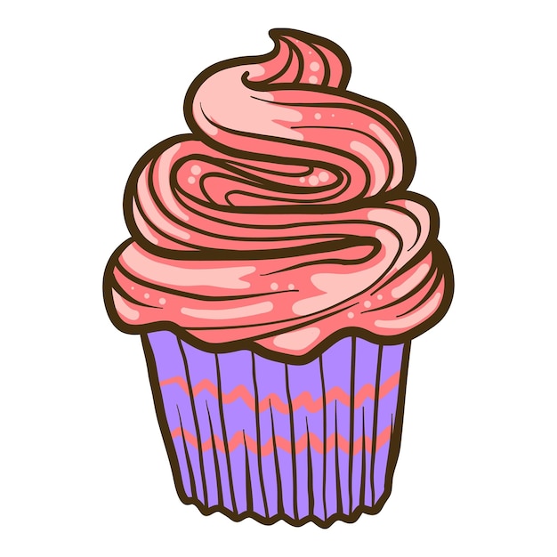 Cream cupcake icon Hand drawn illustration of cream cupcake vector icon for web design